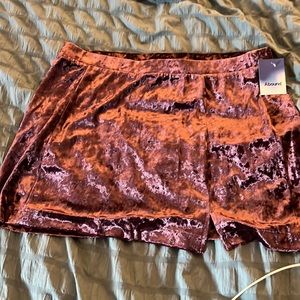 Eggplant Purple Crushed Velvet Mini Skirt